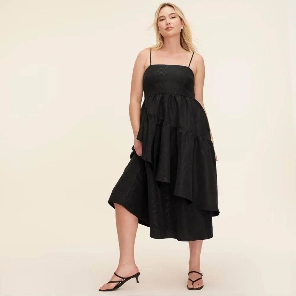 Kate Spade New York for target Black Women's Tiered Ruffle Midi Tank Dress L